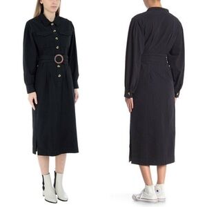 Free people Audrey midi black shirt dress size small
